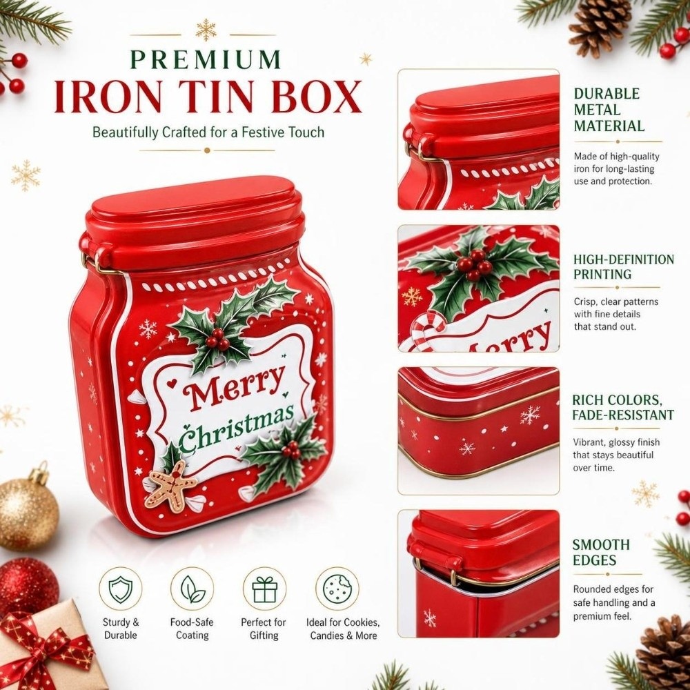 Tragbare Metall-Weihnachtsdose – Tin Container Lid Bewertung und Preis
